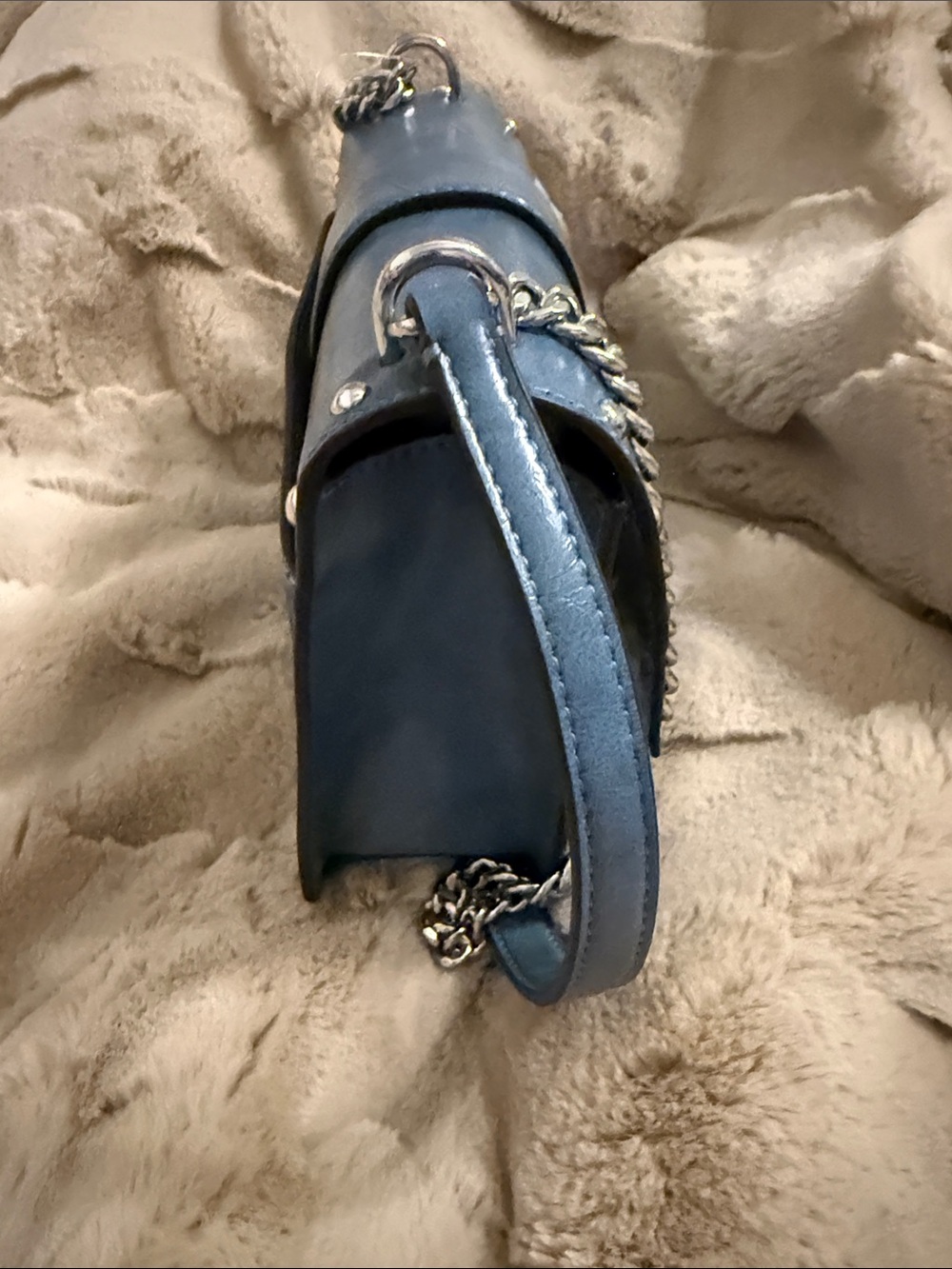 Michael Kors Denim Blue Studded MK Logo Chain Crossbody - Picture 6 of 6